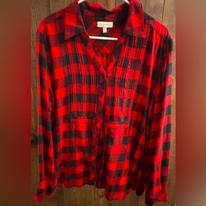 Fashion Bug buttong down red buffalo plaid shirt